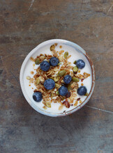 Yogurt With Granola And Blueberries