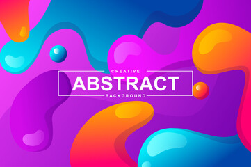Aufkleber - Abstract design with dynamic liquid shapes. Colorful fluid style background for landing page, web banner, wallpaper. Bright composition with gradients, wavy pattern with header vector Illustration.