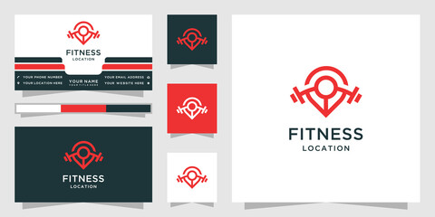 Wall Mural - Fitness location logo and business card template inspiration