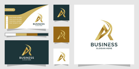 Wall Mural - Letter a swoosh logo and business card template