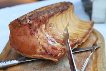 Whole rack of smoked pork chops