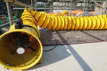 Flexible Air Duct For Ventilation From Confined Spaces In The Construction Of Large Chemical Storage Tanks.