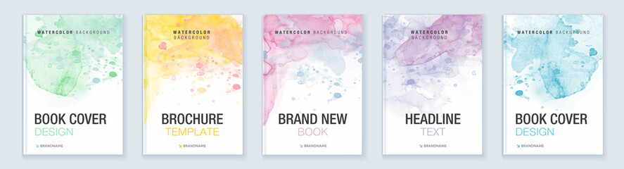 Wall Mural - Watercolor A4 booklet light colourful cover bundle set	
