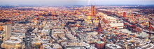 Aerial View Over Frankfurt Am Main At Winter Sunset