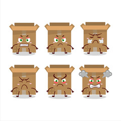 Wall Mural - Carton box cartoon character with various angry expressions