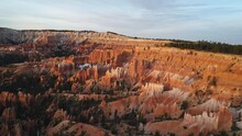 Bryce Canyon National Park, Sunrise Filmed With A Drone, Flight Over Bryce Canyon, With Amazing Orange Colors