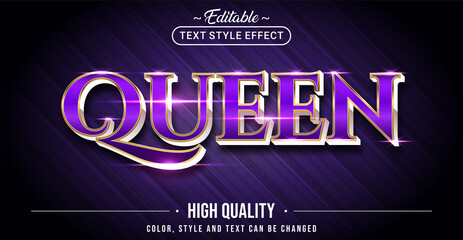 Leinwandbilder - Editable text style effect - Luxury Queen With Purple and Silver text style theme.