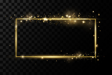 Poster - Gold frames for text. Blank abstract banner layout.Background with gold sparkles and glitter effect.