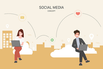 Wall Mural - Social media chatting worldwide concept illustration.