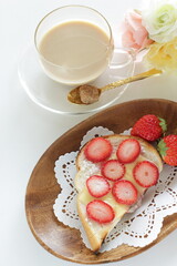 Wall Mural - Homemade strawberry and cheese sugar toast for healthy gourmet breakfast