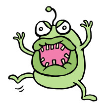 Angry Cartoon Green Monster. Vector Illustration