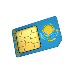 SIM Card with Flag of Kazakhstan A concept of Kazakhstan Mobile Operator