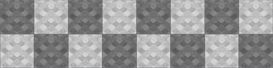  Grunge seamless gray grey anthracite dark vintage worn retro geometric square mosaic motif cement concrete tiles texture background banner panorama