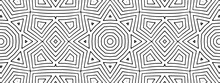 White And Black Geometric Lines. Minimalist Art For Boho, Nordic, Scandinavian, Aztec Decor. Simple Seamless Modern Pattern. Ornament Textile. Vector Illustration. Ethnic Tribal Motifs. Template #10_1