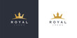 Premium style elegant gold crown logo symbol. Royal company icon. Modern luxury brand element sign. Vector illustration.
