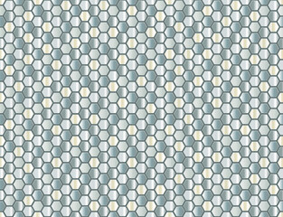 Wall Mural - Seamless vector pattern of gradient random honeycomb mosaic. Light blue hexagon tiles background. Print for wrapping, web backgrounds, fabric, decor, surface, packaging, scrapbooking, etc. 