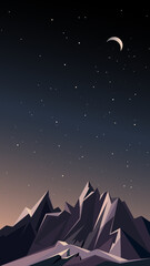 Wall Mural - Night mountain landscape. Natural scenery in vertical orientation.