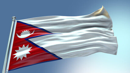 Nepal waving flag with texture in sky background