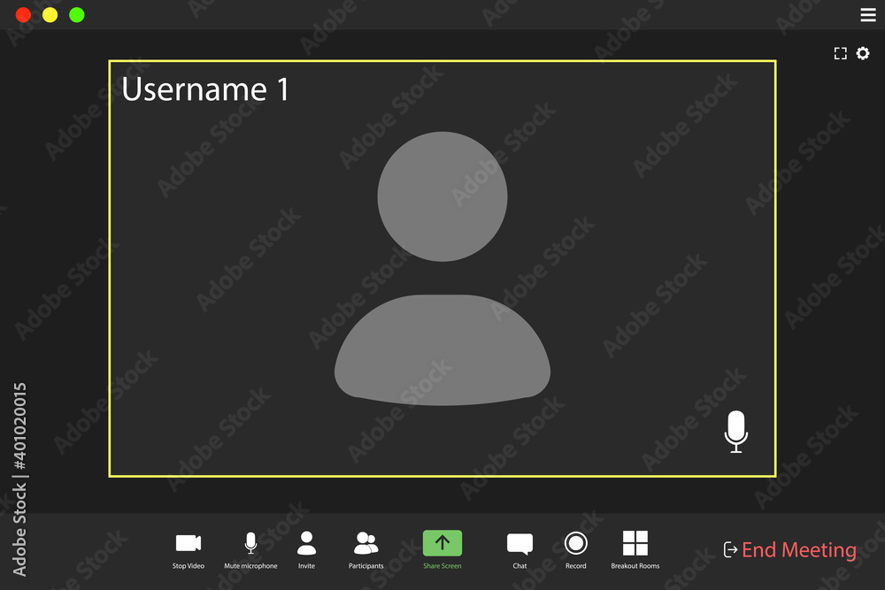 Video conference user interface. Video call screen interface template ...