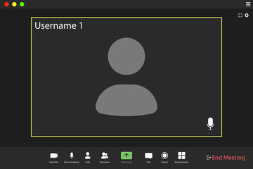 Video conference user interface. Video call screen interface template. Application for social communication.
