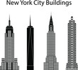 New York landmarks in black color. New York city illustration, buildings set.  
