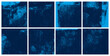 Blue Rolled Ink Textures. Set of 8 high quality vector textures taken from high resolution scans