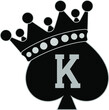 King of spades in the crown. Creative icon. Vector illustration.