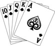 Royal Flash of spades. Poker cards. Vector illustration.