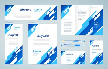 Wall Mural - Airplane theme Set flyer cover, banner, roll up banner