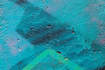 Wall Mural - Concrete wall painted with turquoise paint. Empty template and background.