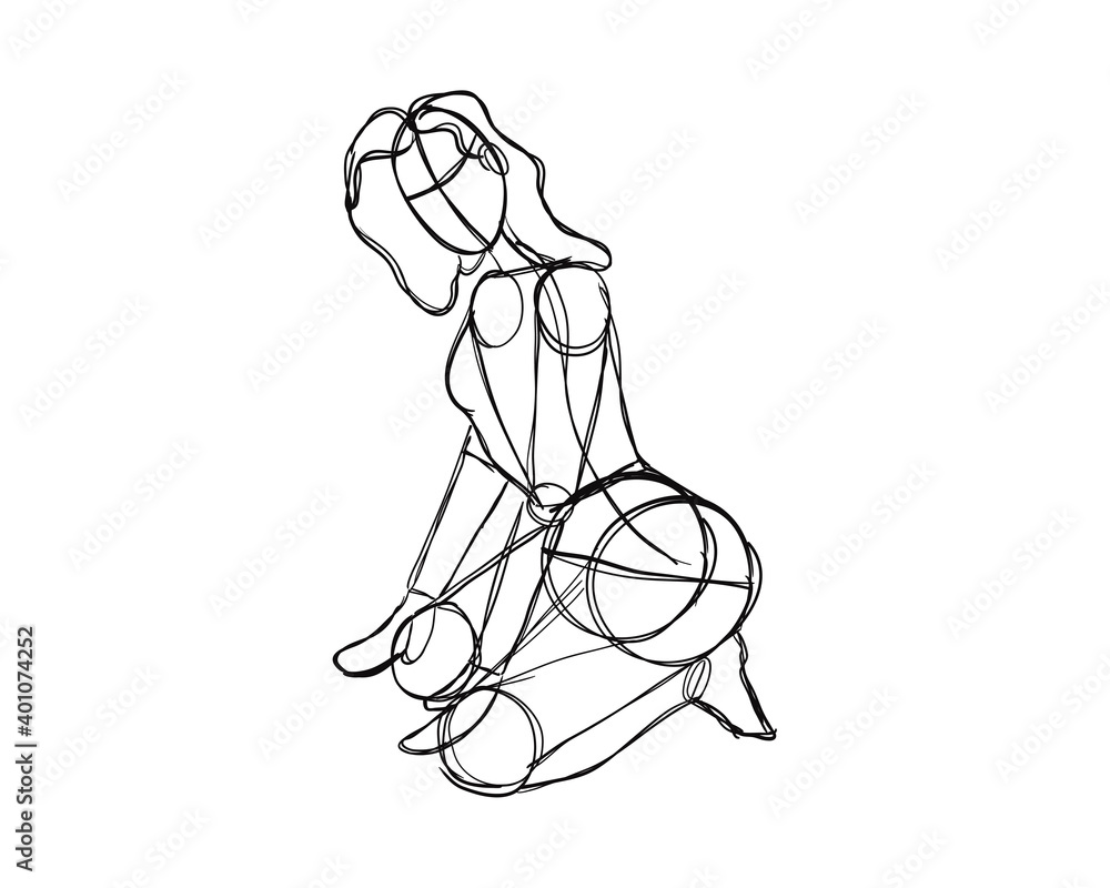 Vector de Stock Vector illustration of Female Character Pose. Rough ...