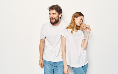 Sticker - Cheerful man and woman t-shirts studio family lifestyle