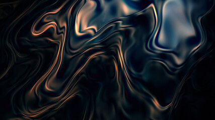 Dark matter substance. Liquid metal surface. Fluid metallic background. 3d render abstraction