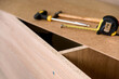 set of tools for wood furniture assembly from medium density fibreboard