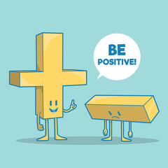 Math symbols vector illustration. Positive negative, motivation imagination design concept.