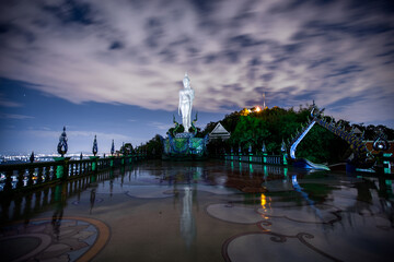 Background Wat Khao Phra Kru ,Landmark of sriracha city with two of great Nagas guarded entrance to the view point and the crystal ball that gives an inverted view of theSrirachascenery,Chonburi