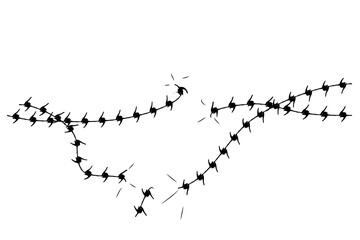 Wall Mural - Simple Vector Silhouette Broken Barricade from Barbed Wire, Suitable Illustration for demonstration or protest