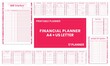 Beauty Pink Financial planner Bill,Debt,Payoff,Log,monthly,weekly,budget,Saving,Income,Expenses,Account,
Credit Card,Goal,Calendar,pages templates collection set of vector A4 and US Letter Ai, EPS 10