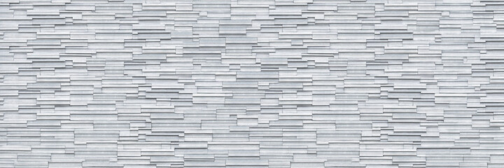 Leinwandbilder - horizontal modern white slate brick wall for pattern and background