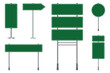 Set of road signs isolated on a white background. Green traffic sign.