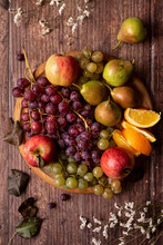 Wood Tray With Fall Fruits
