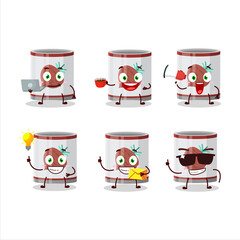 Wall Mural - Can of onion cartoon character with various types of business emoticons