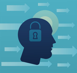 Wall Mural - profile with padlock psychologist isolated style icon