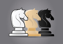 Group Of Knights Chess Pieces Set Colors Icons