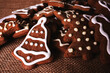 gingerbread (christmas atmosphere, new year holiday) decoration. top food background