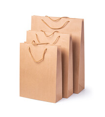 Wall Mural - Folded paper bag with handle isolated