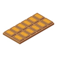 Sticker - Chocolate bar icon. Isometric of chocolate bar vector icon for web design isolated on white background