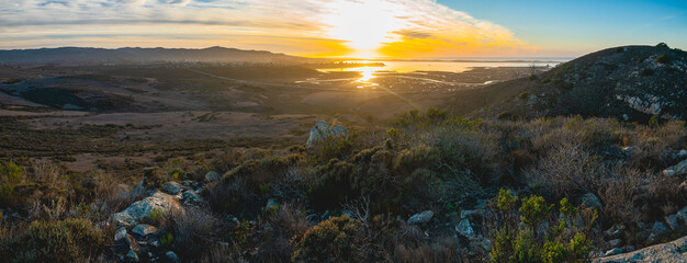 Poster - Sunset over the estuary in Morro Bay State Park, California Central Coast, panoramic view