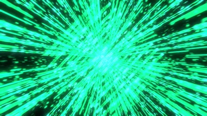Abstract tunnel or wireframe net corridor. Dynamic blinking particles. Technological animation. 3D Render. Digital space. Green colored hi-tech cyber grid. Network concept. Seamless loop, 4K footage 