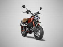 3d Rendering Red Motorcycle Isolated On Gray Background With Shadow